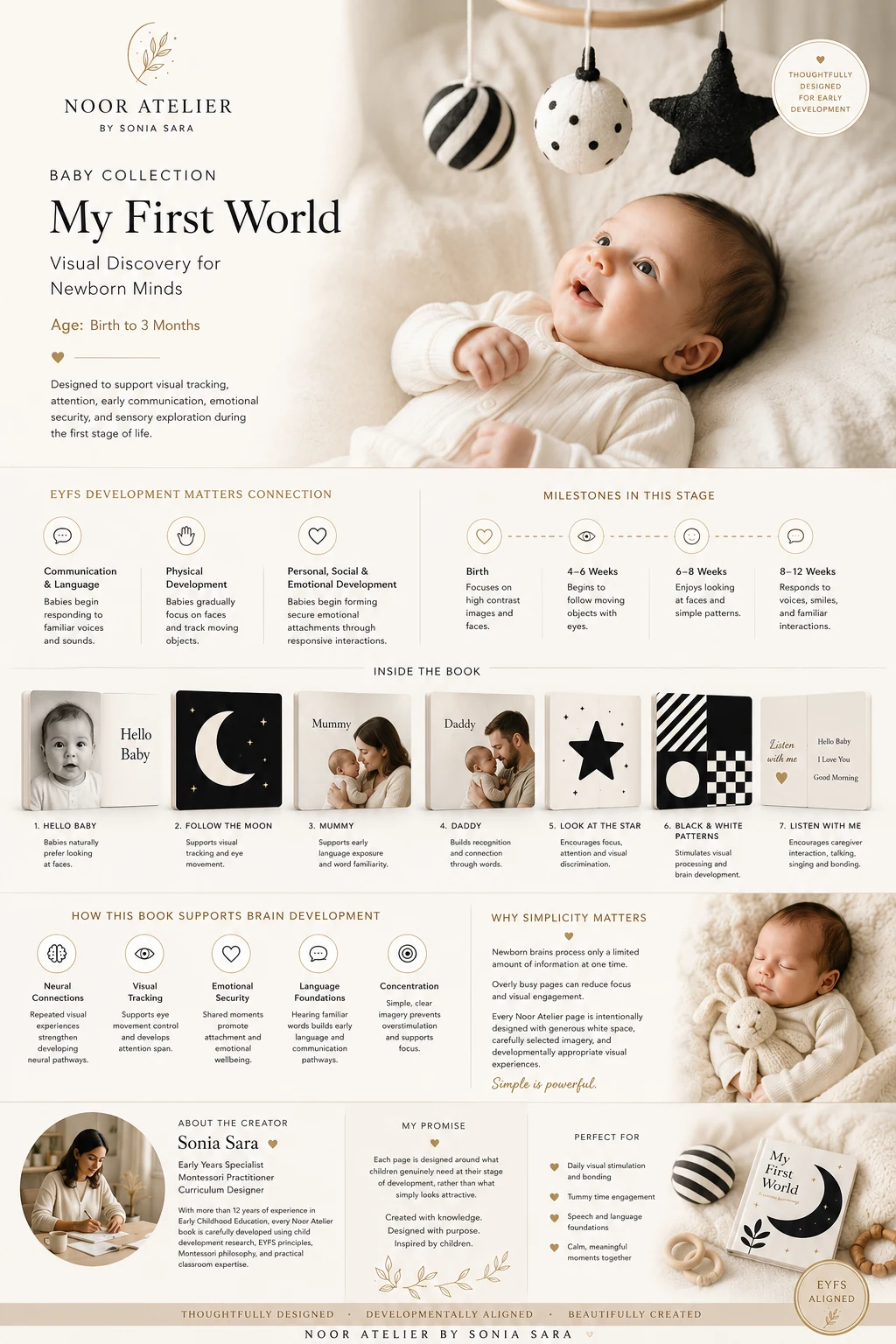 My First World high-contrast pages for a newborn